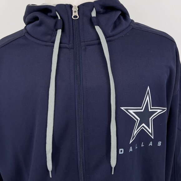 Dallas Cowboys Authentic NFL Full Zip Hoodie Navy Blue Mens Jacket XLT - Picture 1 of 4